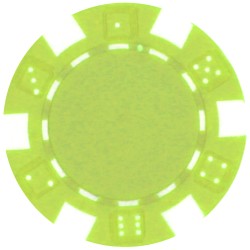 Fichas de poker "DICE VERDE CLARO" - em ABS com inserção metálica - rolo de 25 fichas - 11,5 g.