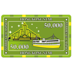 Placca da poker "HONG KONG STAR 50000" - in ceramica - 85 mm x 52 mm x 3,3 mm