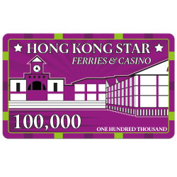 Poker chip "HONG KONG STAR 100000" - in ceramica - 85 mm x 52 mm x 3,3 mm