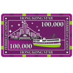 Pokerchips "HONG KONG STAR 100000" - i keramik - 85 mm x 52 mm x 3,3 mm