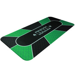 Poker mat "NO LIMIT" GREEN - rectangular - neoprene jersey -180 x 90 cm - 10 players