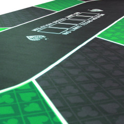 Poker mat "NO LIMIT" GREEN - rectangular - neoprene jersey -180 x 90 cm - 10 players