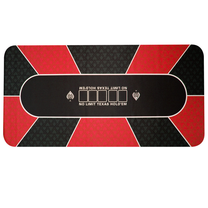 Poker mat "NO LIMIT" RED - rectangular - neoprene jersey - 180 x 90 cm - 10 players