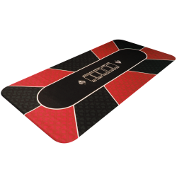Tappeto da poker "NO LIMIT" ROSSO - rettangolare - in neoprene jersey - 180 x 90 cm - 10 giocatori