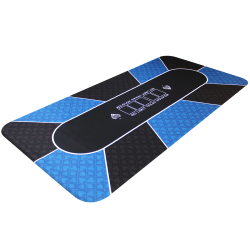 Poker Teppich "NO LIMIT" BLAU - rechteckig - Neopren-Jersey - 180 x 90 cm - 10 Spieler