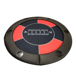 Encima de la mesa de póker "NO LIMIT ROJO" redonda - 120 cm - plegable - para 6 jugadores.
