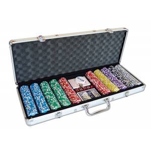 Koffer mit 500 Pokerchips WELCOME LAS VEGAS - aus ABS-Kunststoff 11,5 g - wird mit 2 Kartenspielen und Zubehör geliefert