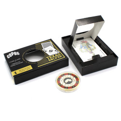 Coffret Copag "TEXAS HOLD'EM" - 1 Jeu de 55 cartes 100% plastique + 1 card guard