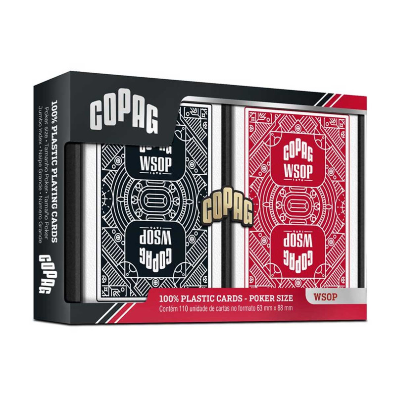 Copag "WSOP" - 2 jeux de 55 cartes 100% plastique – format poker – 2 index jumbo