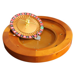 Ruleta francesa de casino "ACAJOU 50 CLAIR" - Simple 0 - 50 cm de diámetro - centro de metal - con 2 bolas.