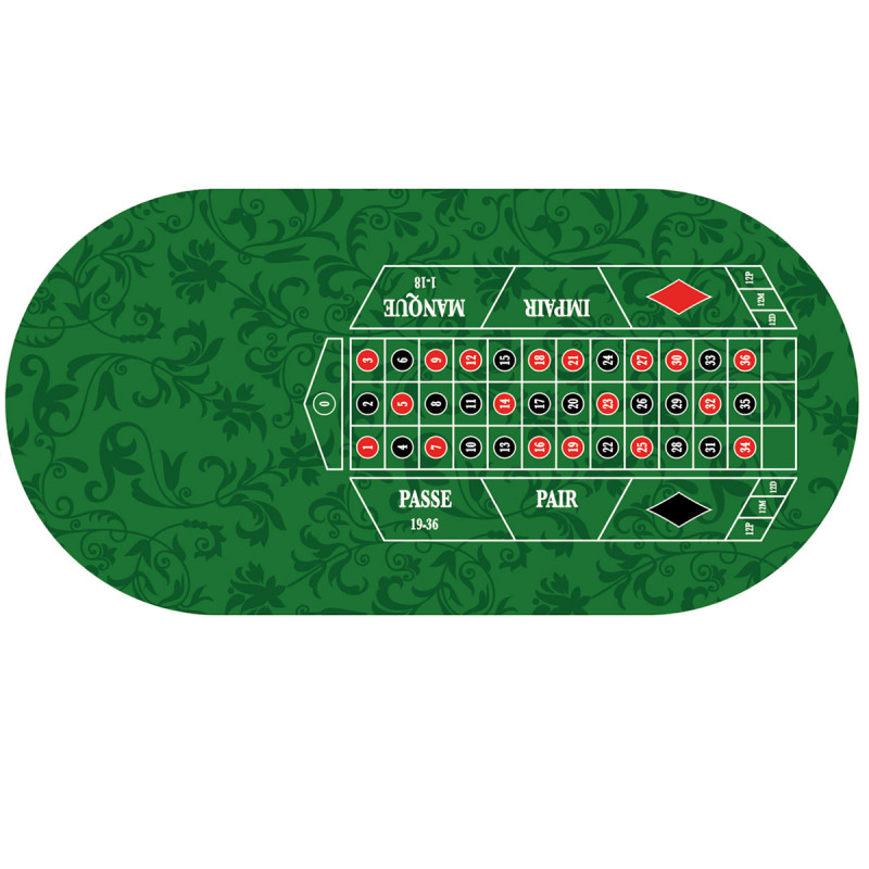 Tapis de Roulette "ARABESQUE VERT" - 180 x 90cm - en jersey néoprène