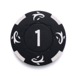 Pokerset med 25 marker "KILLER SHARK 1" - i lerkomposit med metallinfästning - 14g