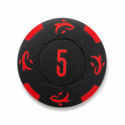 Roll of 25 "KILLER SHARK 5" poker chips - made of clay composite with metal insert - 14g