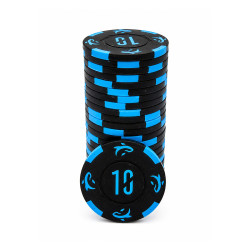 Pokerchipsrulle med 25 "KILLER SHARK 10" - i lera-komposit med metallinlägg - 14g