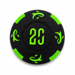 Roll of 25 "KILLER SHARK 20" poker chips - in clay composite with metal insert - 14g