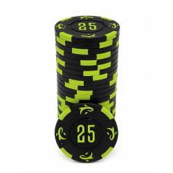 Roll of 25 "KILLER SHARK 25" poker chips - made of clay composite with metal insert - 14g