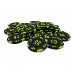 Rotolo di 25 gettoni da poker "KILLER SHARK 25" - in composito d'argilla con inserto metallico - 14g