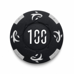 Rolo de 25 fichas de pôquer "KILLER SHARK 100" - em composto de argila com inserção de metal - 14g