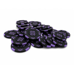 Pokerset med 25 "KILLER SHARK 500" pokerspelmarker - i lera-komposit med metallinlägg - 14g