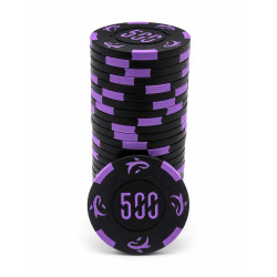 Rol van 25 pokertokens "KILLER SHARK 500" - in kleicomposiet met metalen inzet - 14g