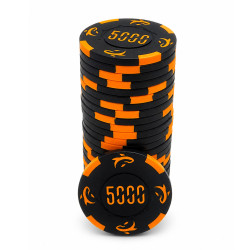 Rollo de 25 fichas de póker "KILLER SHARK 5000" - de arcilla compuesta con inserción de metal - 14g