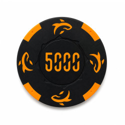 Roll of 25 "KILLER SHARK 5000" poker chips - made of clay composite with metal insert - 14g