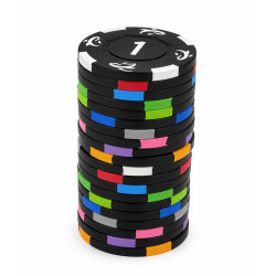 Pokerset med 500 marker "KILLER SHARK" - cash game-version - i lera-sammansatt material på 14 g - med tillbehör.