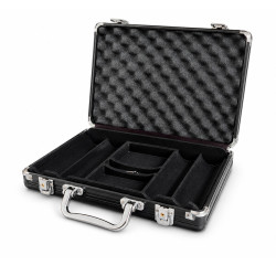 Opbergkoffer "ALU BLACK 200" voor 200 pokerfiches - imitatie aluminium - plastic bodem