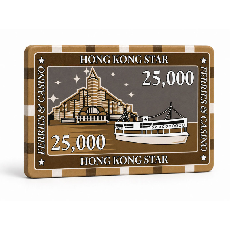 Ficha de póker "HONG KONG STAR 25000" - de cerámica - 85 mm x 52 mm x 3,3 mm