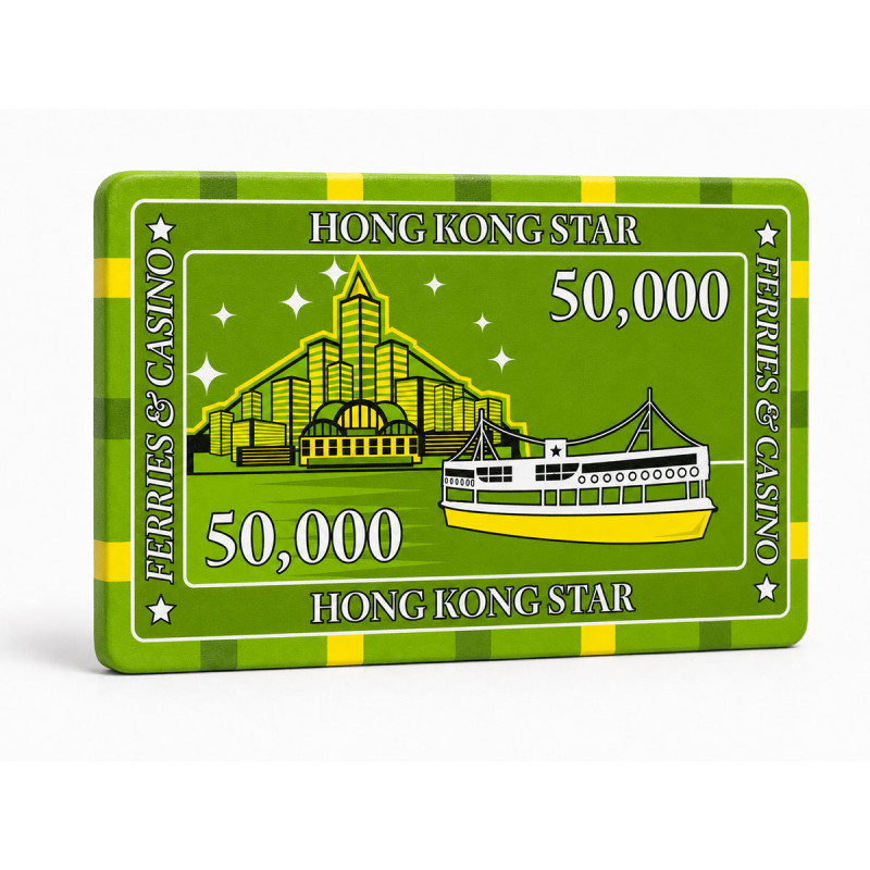 Pokerchip "HONG KONG STAR 50000" - keramisch - 85 mm x 52 mm x 3,3 mm