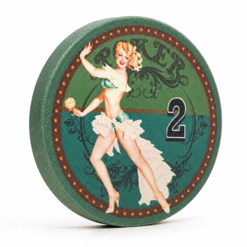 Ficha de pôquer "60's BEAUTY 2" - 12g - 43mm - em cerâmica - disponível para venda individualmente