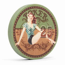 Jeton de poker "60's BEAUTY 25" - 12g - 43mm - en céramique - en vente à l'unité