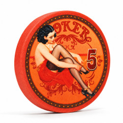 Jeton de poker "60's BEAUTY 5" - 12g - 43mm - en céramique - en vente à l'unité