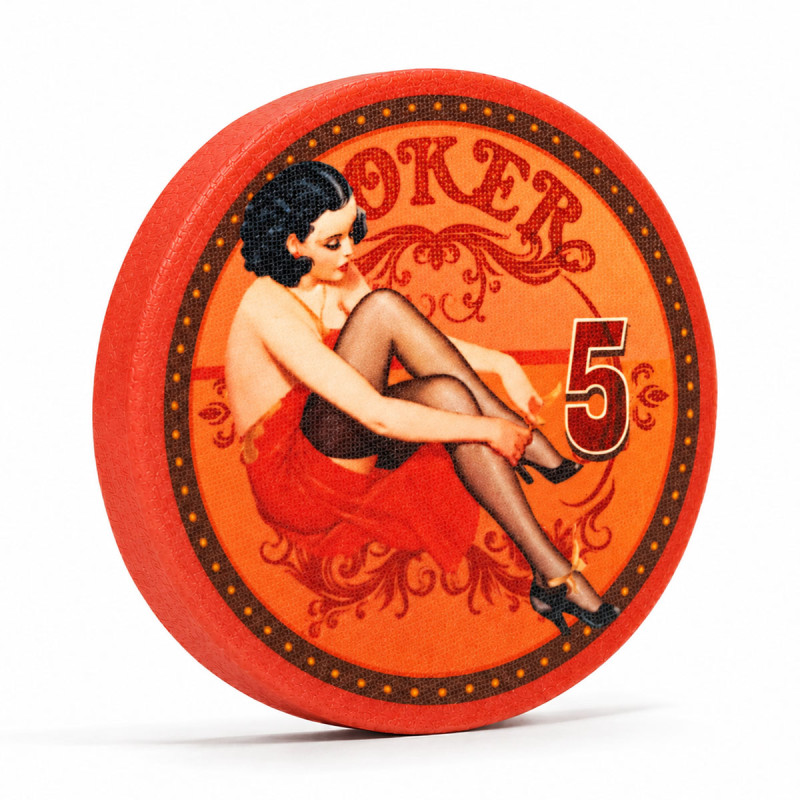 Poker chip "60's BEAUTY 5" - 12g - 43mm - in ceramic - sold individually