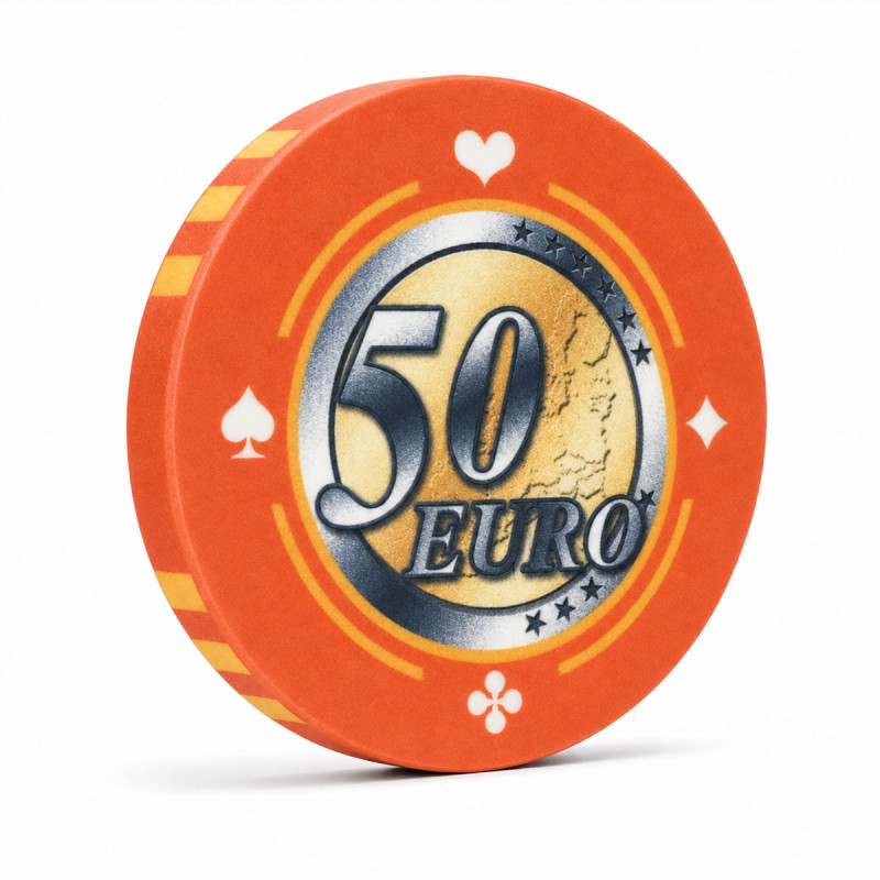 Spielmarke für Cash Game "EURO - SERIE 1 - 50" - Limitierte Edition - aus Keramik - 10g