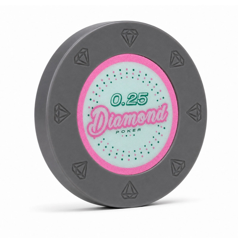 Ficha de pôquer "DIAMOND 0.25" - 14g - em compósito de barro com inserção de metal - à venda individualmente