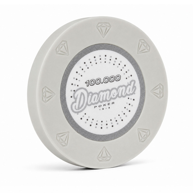 Ficha de pôquer "DIAMOND 100.000" - 14g - em compósito de argila com inserção de metal - à venda individualmente
