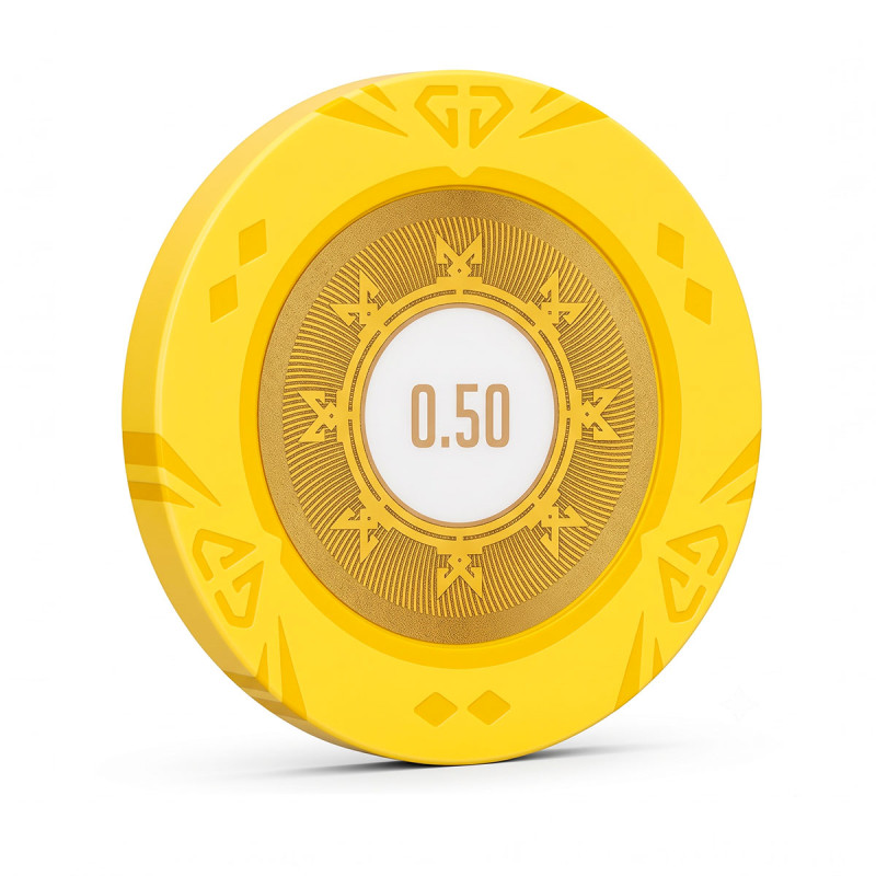 Ficha de póker "SUNSHINE VALOR 0.50" - 14g - en compuesto de arcilla con inserción de metal - a la venta por unidad