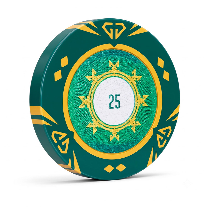 Ficha de pôquer "SUNSHINE VALUE 25" - 14g - em compósito de argila com inserção de metal - à venda por unidade