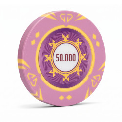 Jeton de poker "SUNSHINE VALEUR 50 000" - 14g - en clay composite avec insert métal - en vente à l'unité