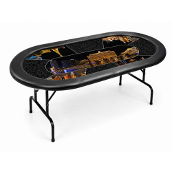 Mesa de póquer OVAL dobrável com "PANO PERSONALIZADO" - 215 cm - 10 jogadores
