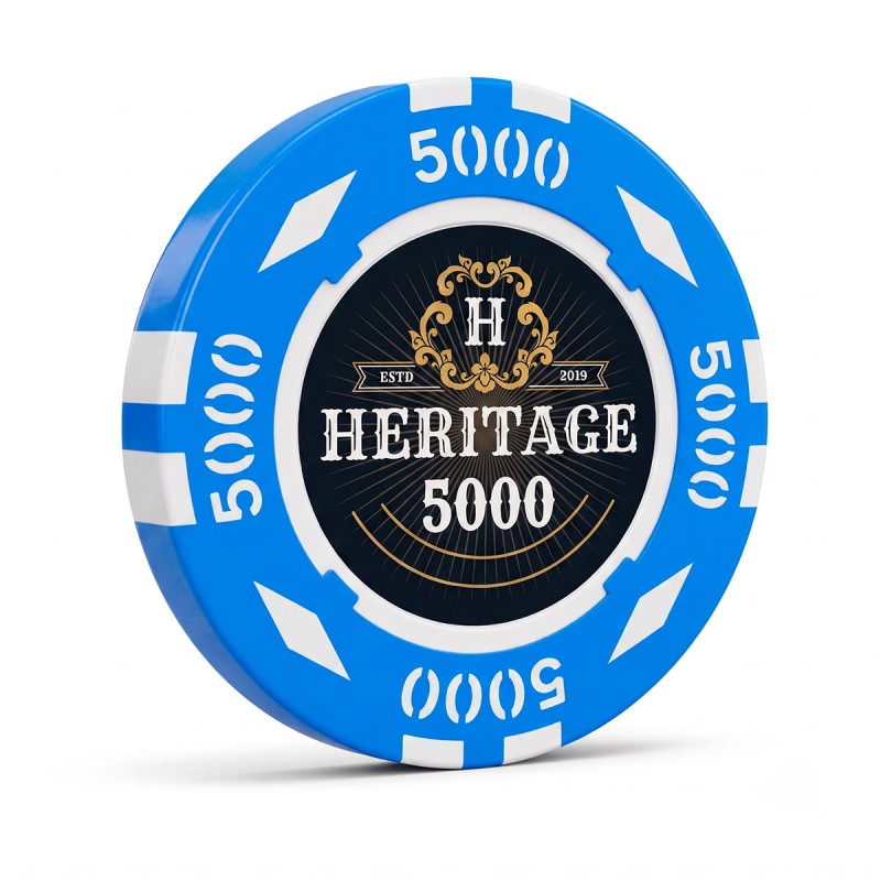 Ficha de póquer "HERITAGE 5000" - 14g - de compuesto de arcilla con inserción metálica - disponible para la venta por unidad.