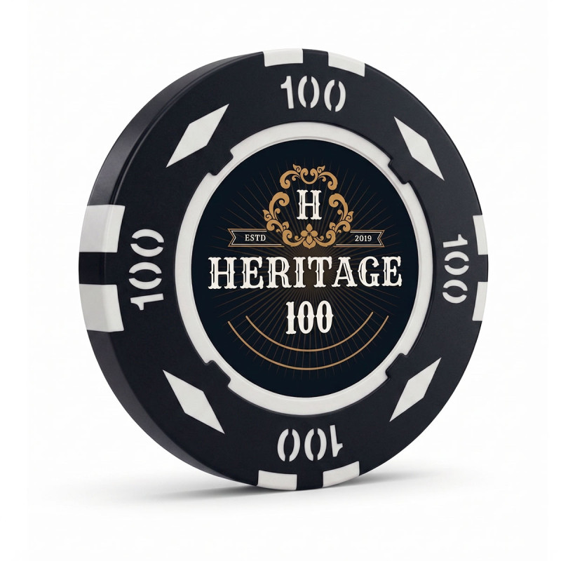 Poker chip "HERITAGE 100" - 14g - in clay composite with metal insert - sold individually