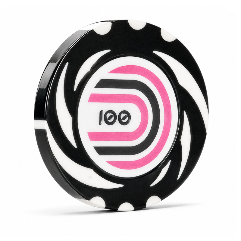Jeton de poker "TWISTER VALEUR 100" - 14g - en clay composite avec insert métal - en vente à l'unité