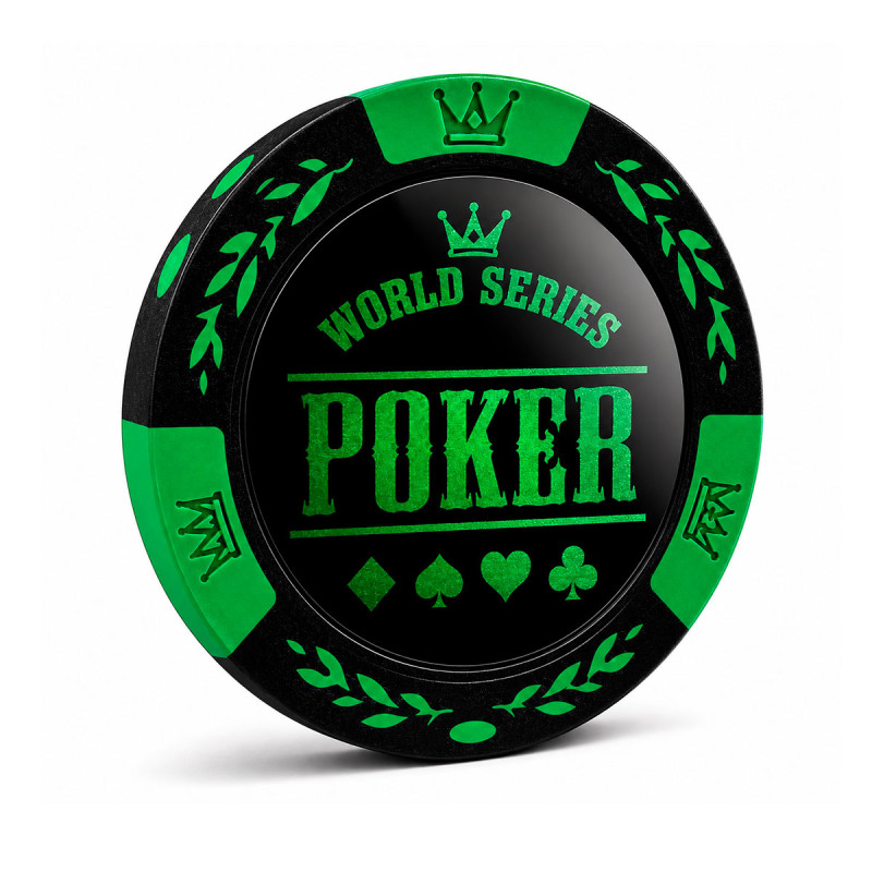 Pokers marker "WORLD SERIES GREEN" - i lera sammansatta med metallinlägg - 14 g - 25 marker i rulle