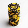 "Yellow World Series" Poker Chips - made of clay composite with metal insert - 14g - roll of 25 chips.
