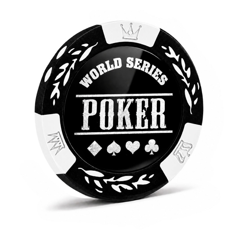 Poker chips "WORLD SERIES WHITE" - clay composite with metal insert - 14g - roll of 25 chips.