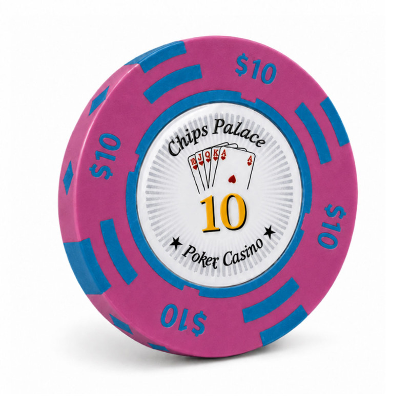 Pokerchip "CHIPS PALACE 10" - van klei composiet met metalen inzetstuk - 14g - te koop per stuk