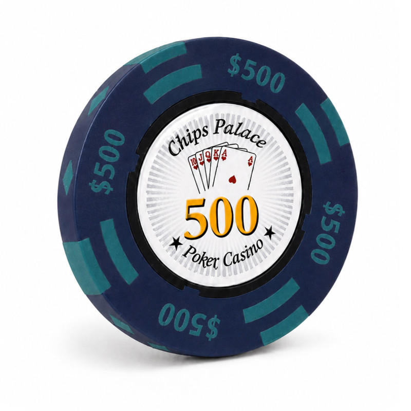 Ficha de pôquer "CHIPS PALACE 500" - em compósito de argila com inserção de metal - 14g - à venda unitariamente.
