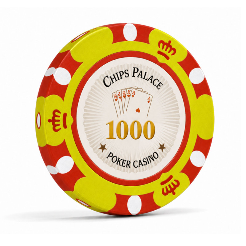 Gettone da poker "CROWN 1000" - in composto di argilla con inserto metallico - 14g - in vendita singolarmente